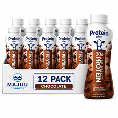 High Protein Chocolate Nutrition Shake - 30g Protein Per Botle |12 Pack (11.5 Fl Oz) Only 2g Sugar &150 Calories| Enriched With 8 Naturally Occouring Vitamins &Minerals | Ready-to-Drink Meal Replacement BY MAJUU CONNECT